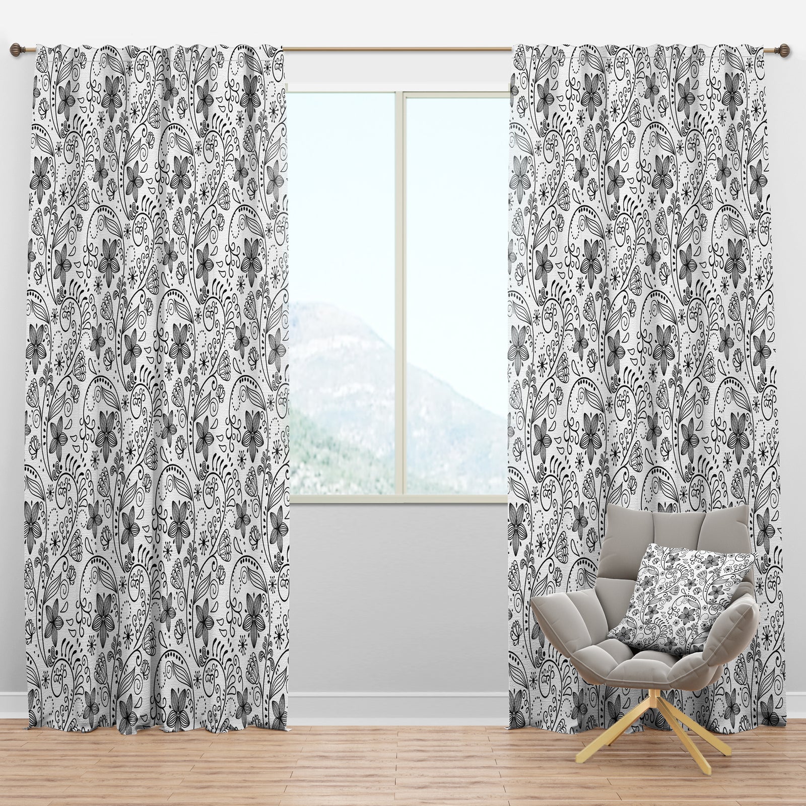 Texture in A Flower Design - Bohemian & Eclectic Curtain Panels