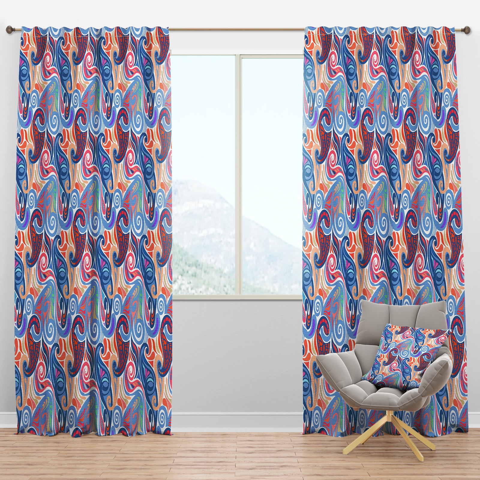 Colorful Abstract Paisley Pattern - Modern Curtain Panels