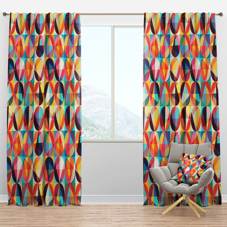 Geometric Pattern of Circles & Triangles - Modern Curtain Panels