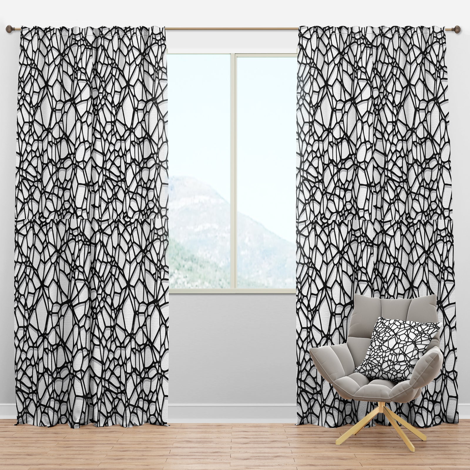 Abstract Mosaic Pattern - Modern & Contemporary Curtain Panels