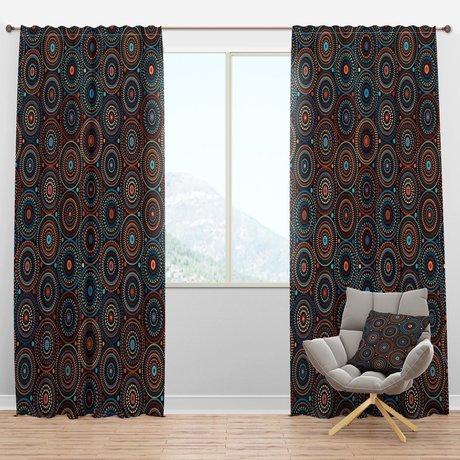 Ethnic Geometric Pattern - Bohemian & Eclectic Curtain Panels