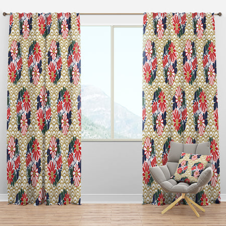 Japanese Floral Pattern - Oriental Curtain Panels