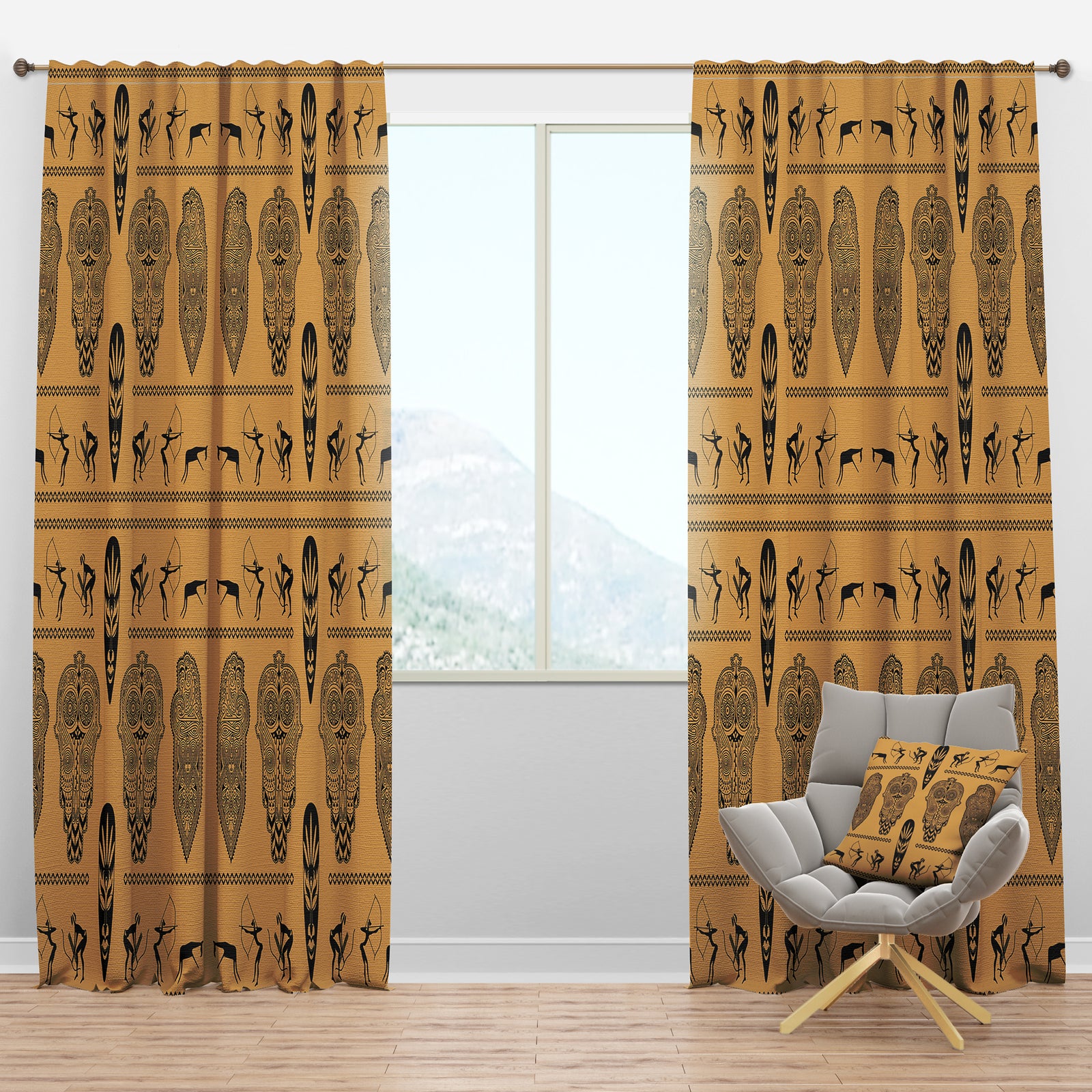 African Decorative Pattern - Tropical Curtain Panels