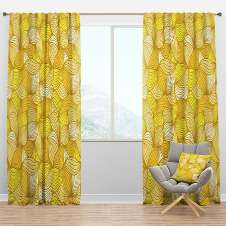Hand-Drawn Pattern with Waves - Bohemian & Eclectic Curtain Panels