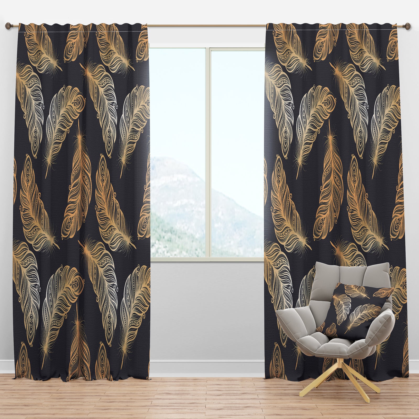 Pattern with Feathers - Southwestern Curtain Panels