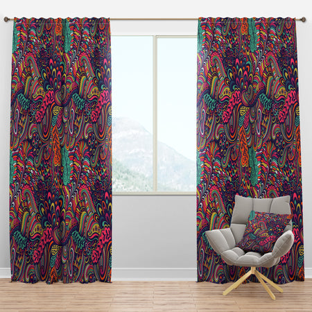 Texture with Abstract Flowers - Bohemian & Eclectic Curtain Panels