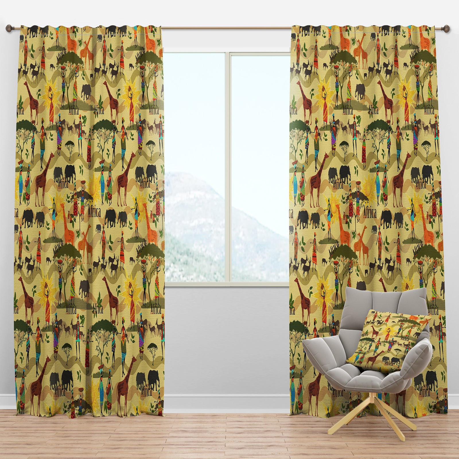 Ethnic African Texture - Tropical Curtain Panels