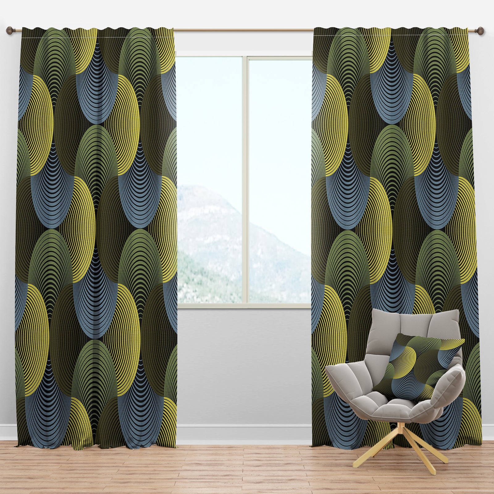 Ornate Geometric Petals Grid - Modern & Contemporary Curtain Panels