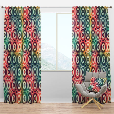 Psychedelic Color Circle Pattern - Modern & Contemporary Curtain Panels