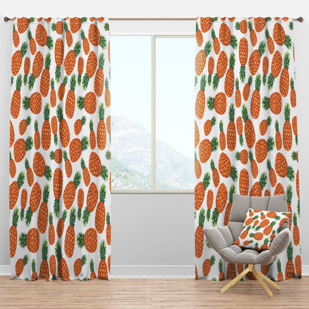 Pineapples Fruit Pattern - Tropical Curtain Panels
