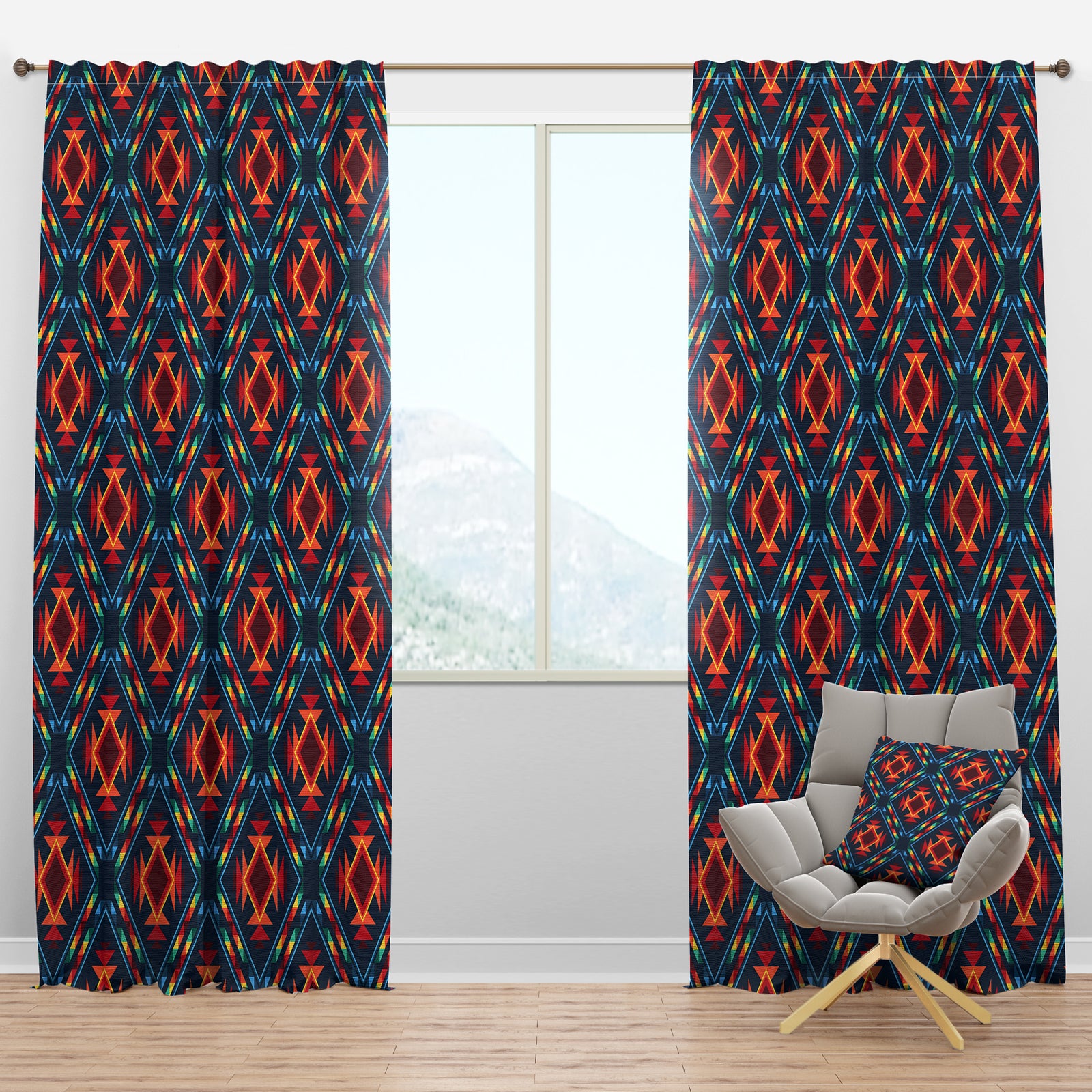 Tribal Abstract Pattern - Bohemian & Eclectic Curtain Panels
