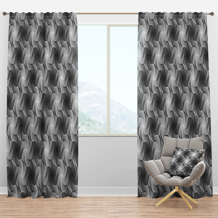 Monochrome Hexagon Geometric Pattern - Modern & Contemporary Curtain Panels