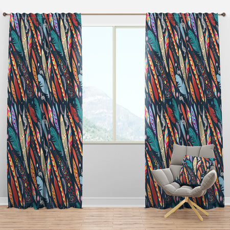 Leaves and Feathers Pattern - Southwestern Curtain Panels