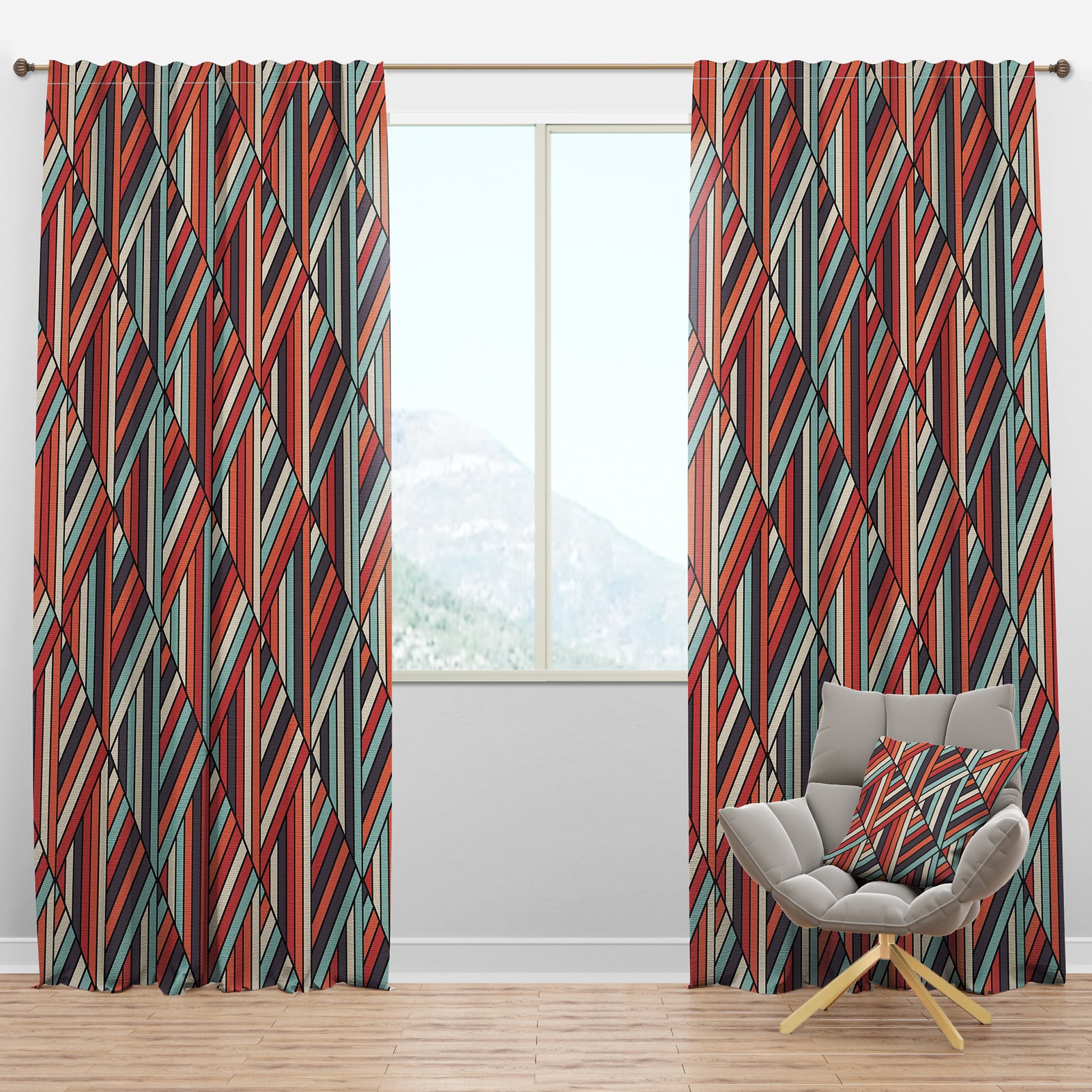 Geometric Pattern in Op Art Design - Modern Curtain Panels