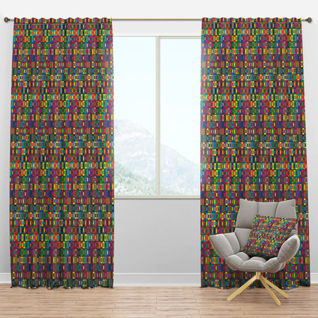 Colors Squares Abstract Pattern - Modern & Contemporary Curtain Panels