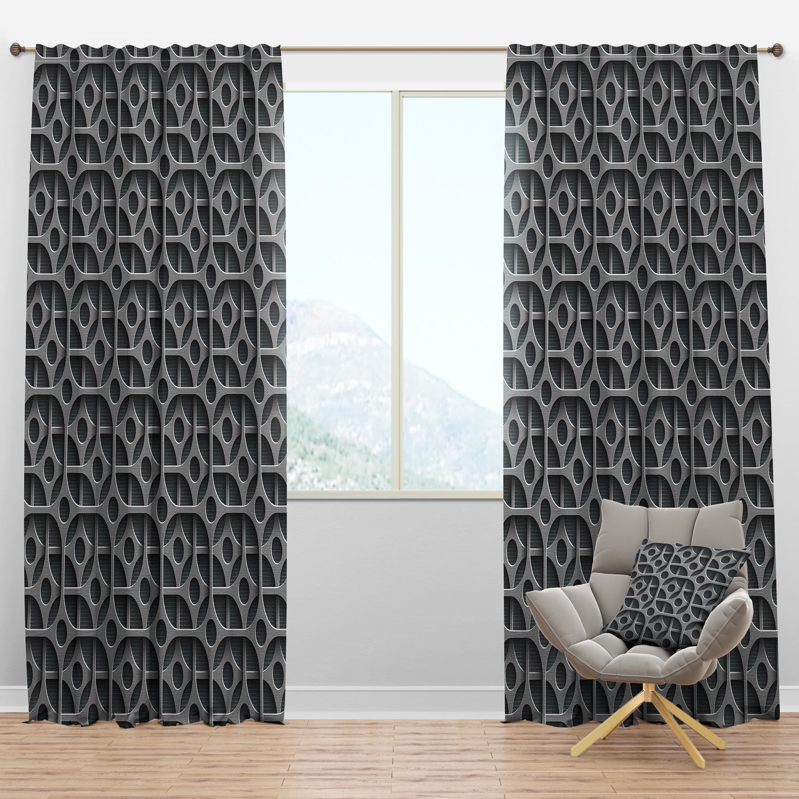 Squares Pattern - Scandinavian Curtain Panels