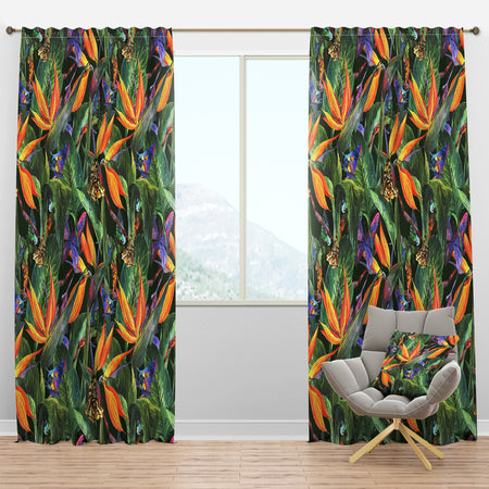 Tropical Pattern with Exotic Flowers - Tropical Curtain Panels