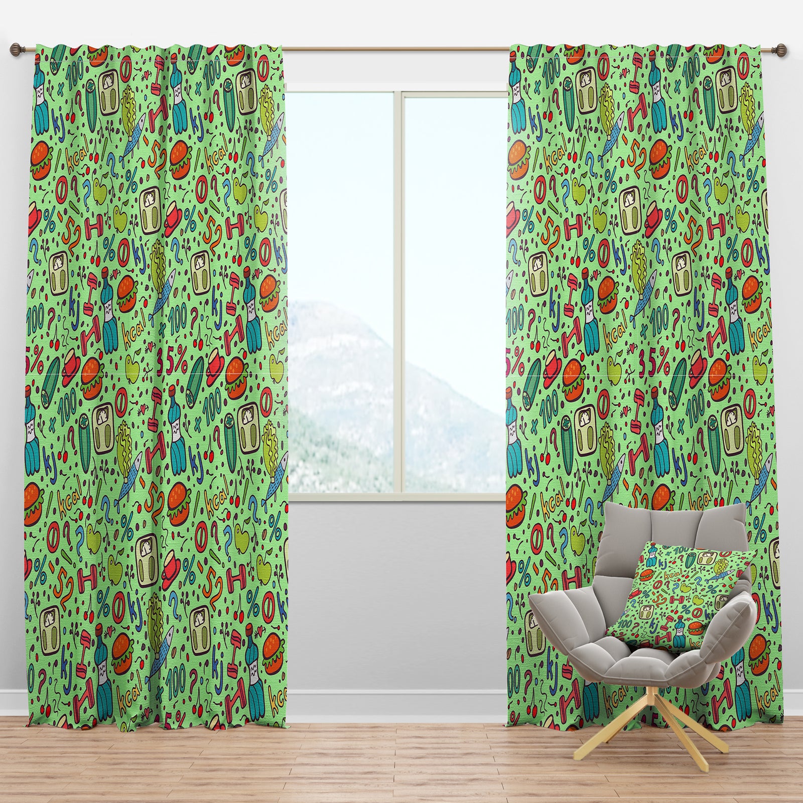 Diet Green Pattern - Traditional Curtain Panels