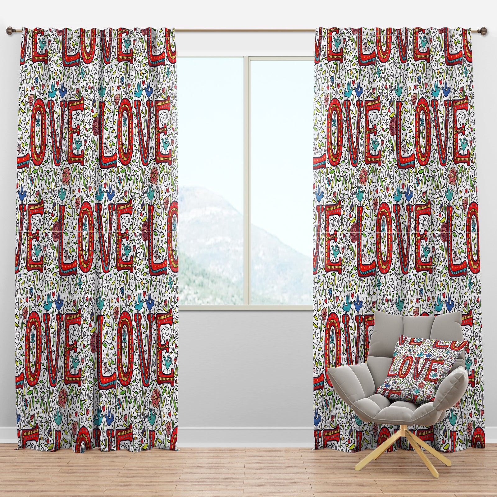 Color Love Pattern - Modern & Contemporary Curtain Panels