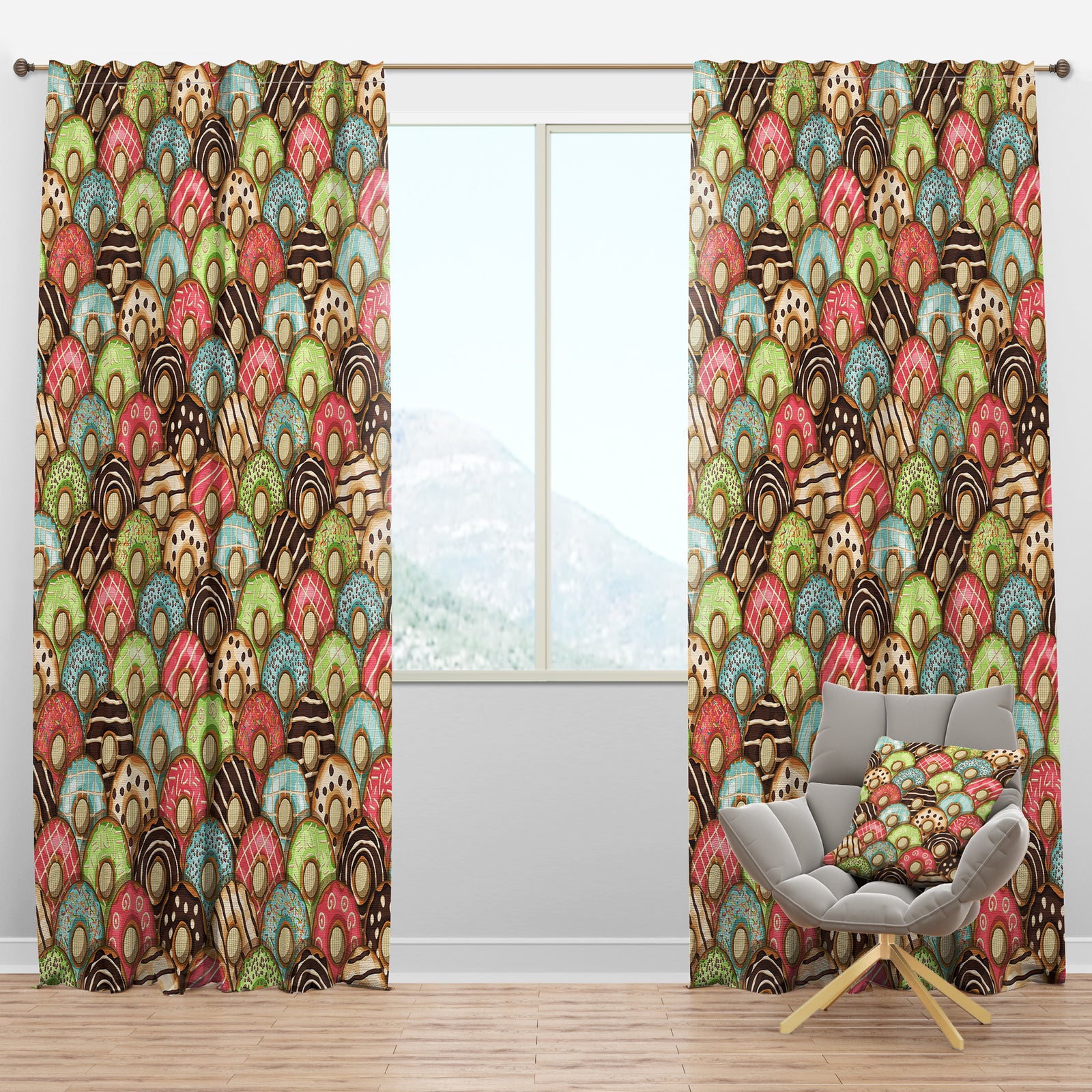 Donuts Pattern - Modern Curtain Panels