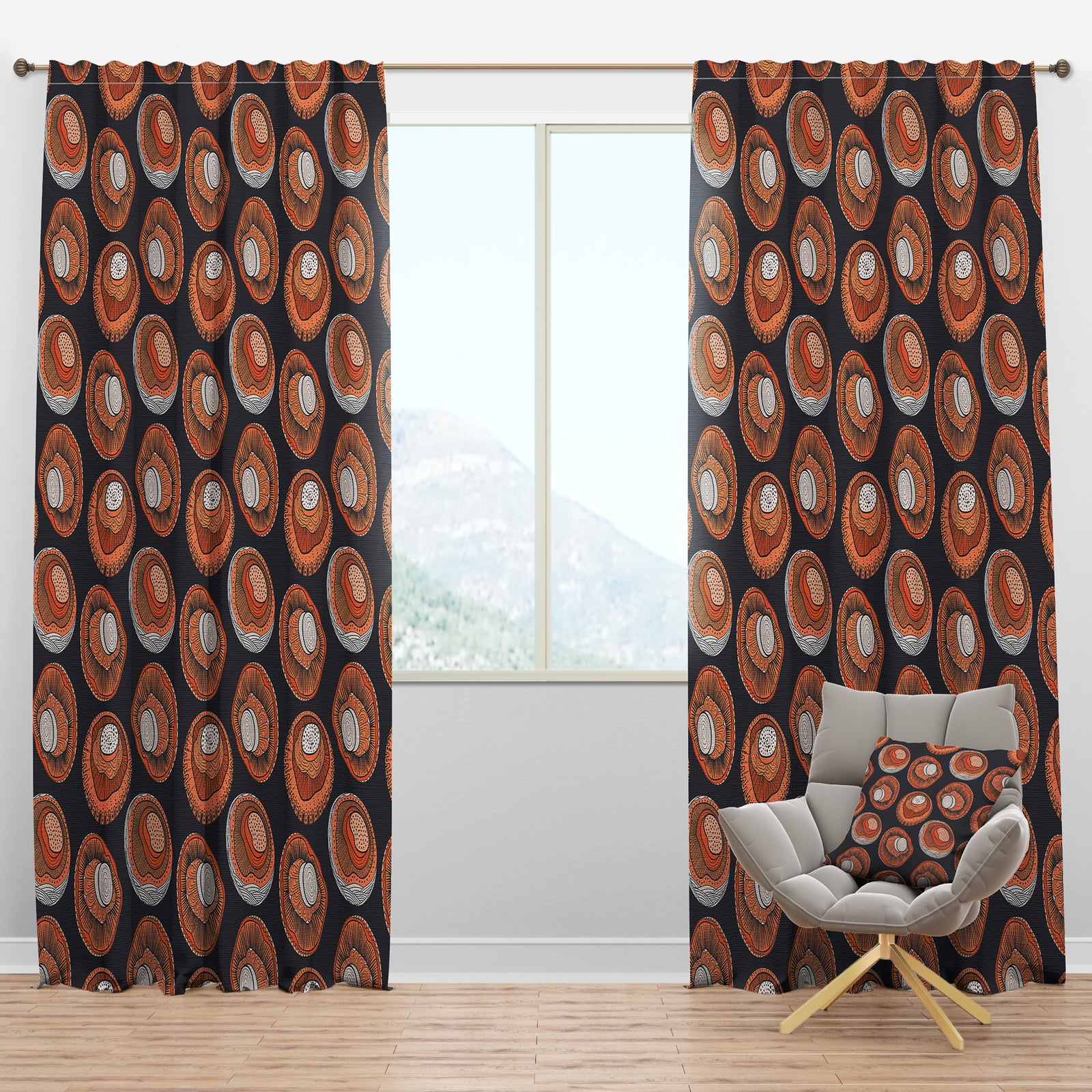 Champignons Pattern - Modern & Contemporary Curtain Panels