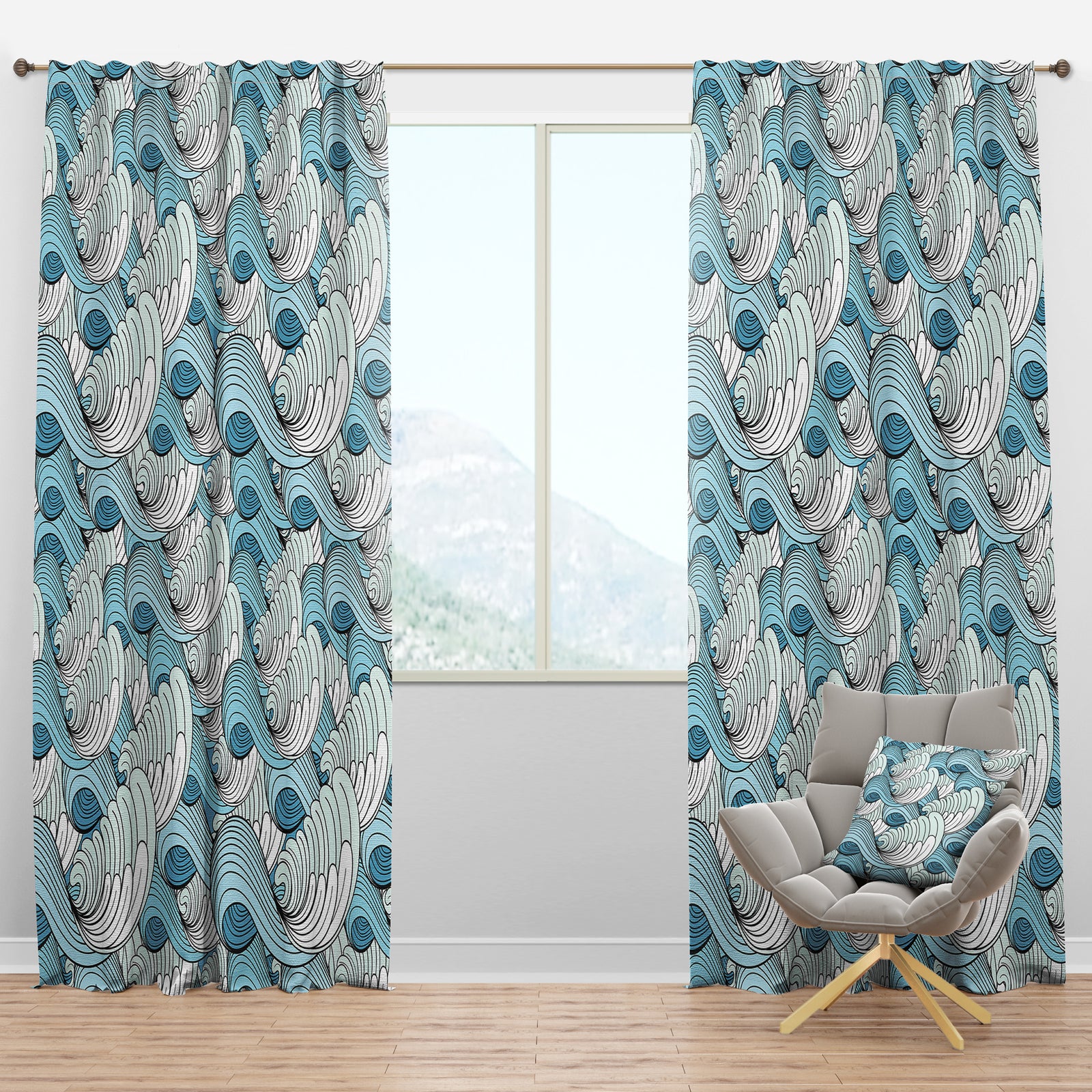 Great Wave inspiration - Coastal Curtain Panels