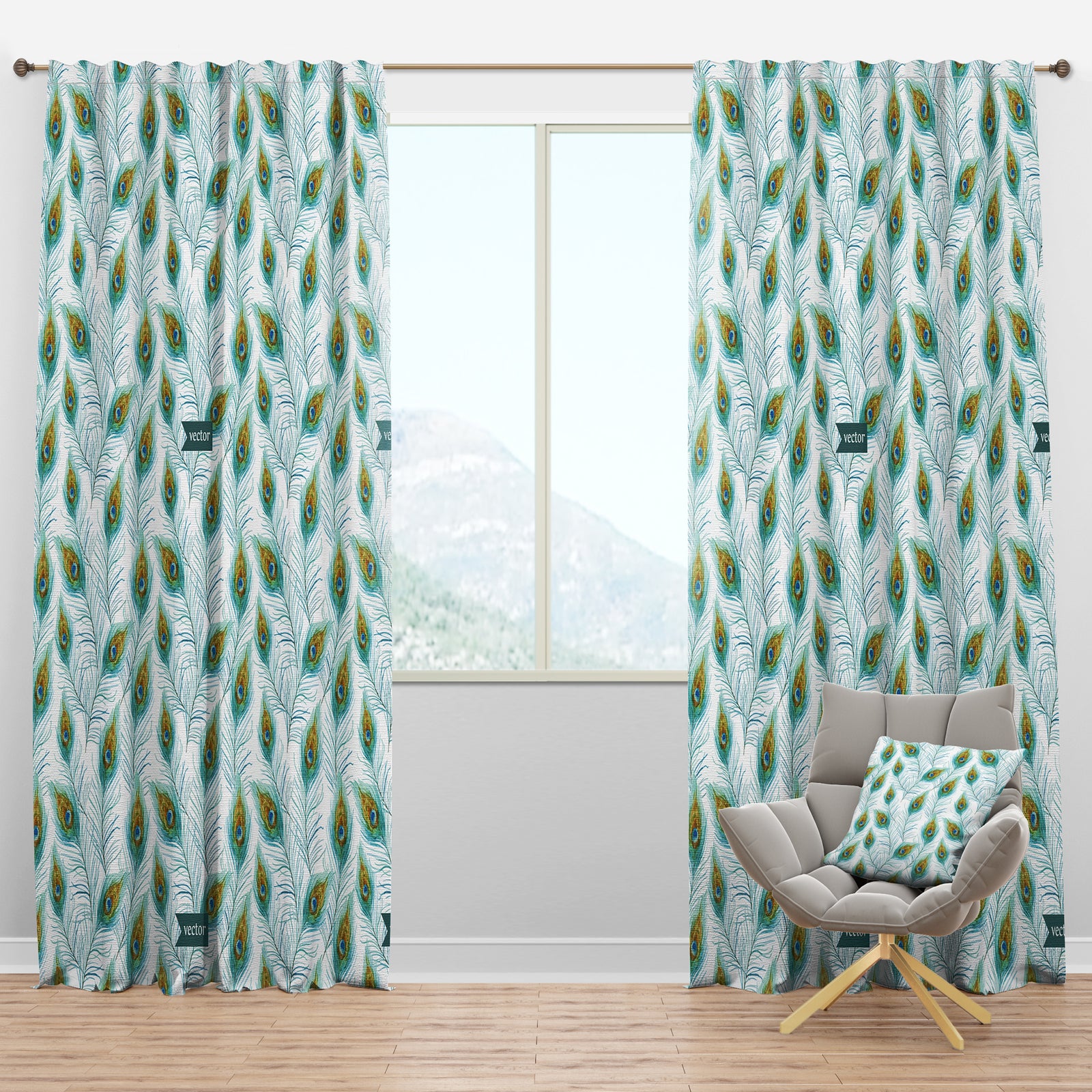 Peacock Feather - Modern & Contemporary Curtain Panels