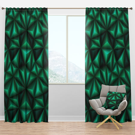 Relief Green Triangles - Modern & Contemporary Curtain Panels