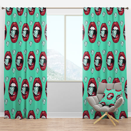 Bright Lips Holding A Sparkling Brilliant - Modern & Contemporary Curtain Panels