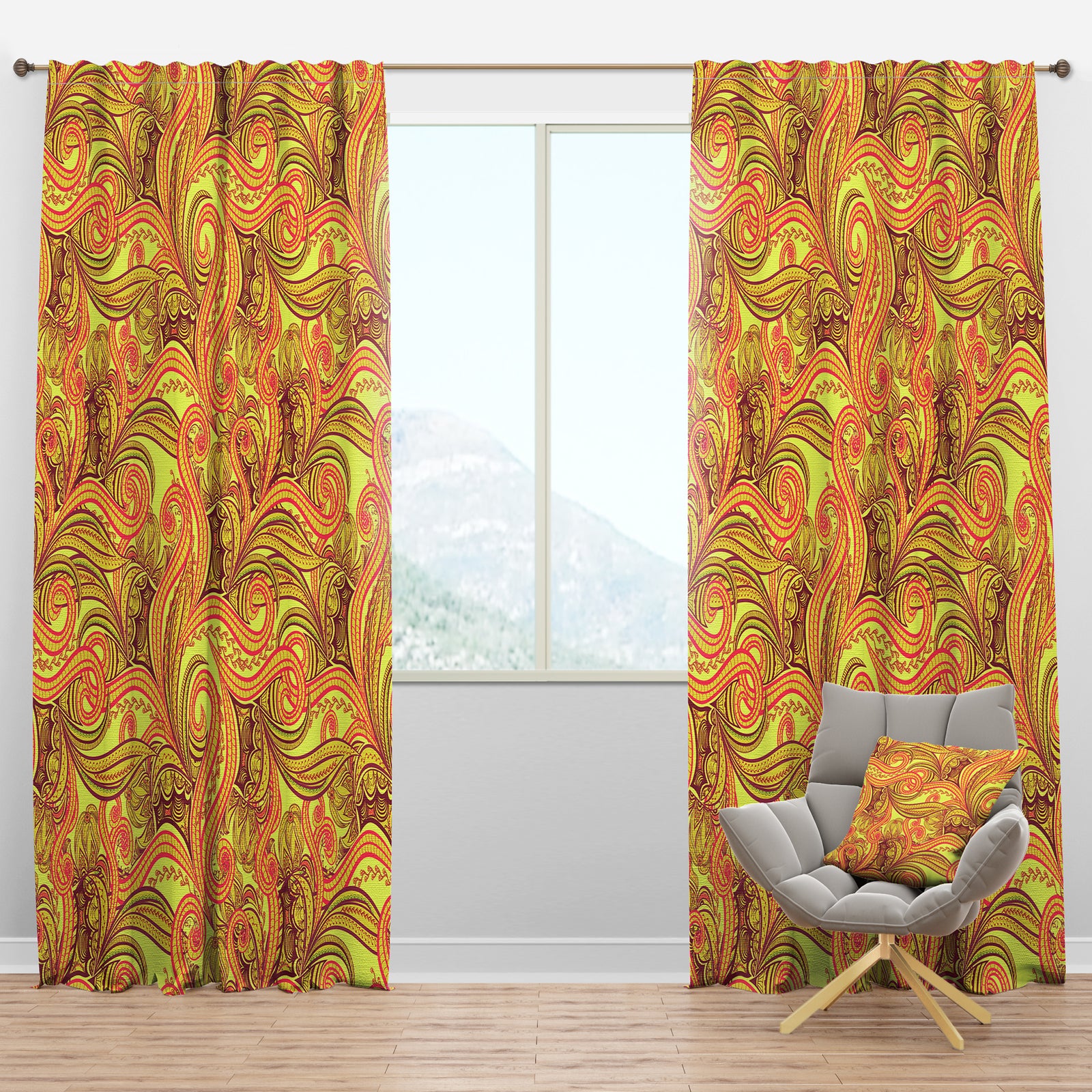 Ornament Ethnic Abstract Pattern - Bohemian & Eclectic Curtain Panels