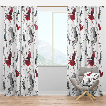 Pattern with Birds - Farmhouse Curtain Panels