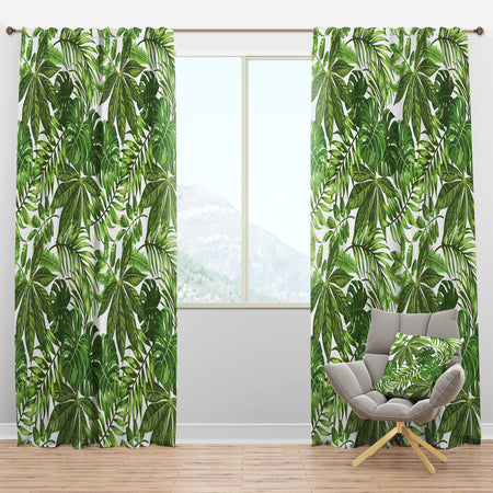Exotic Pattern with Tropical Leaves - Tropical Curtain Panels