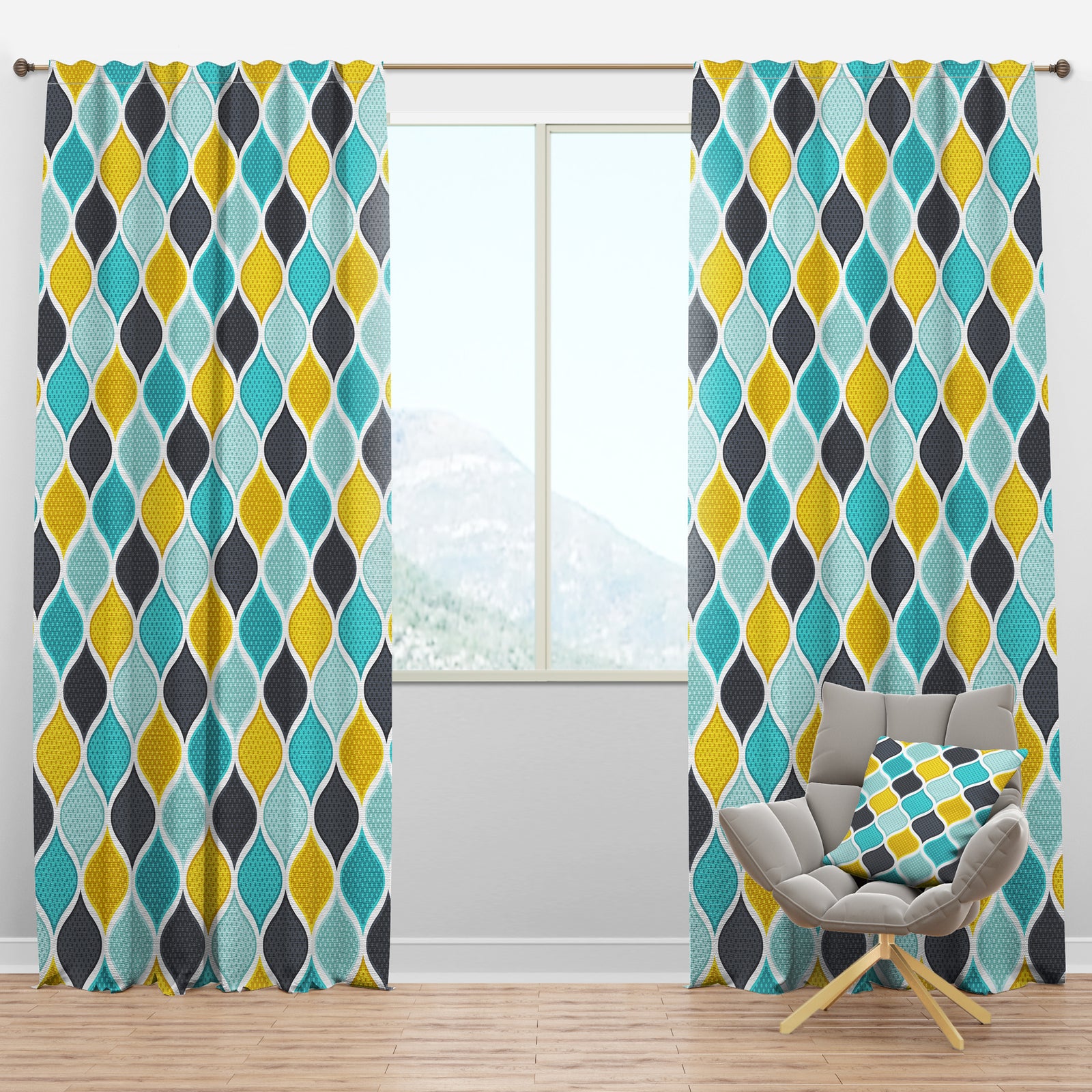 Ornament Geometric Pattern - Bohemian & Eclectic Curtain Panels