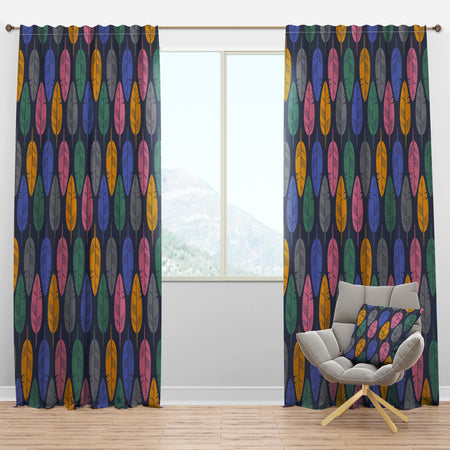 Pattern of Multicolored Feathers - Southwestern Curtain Panels