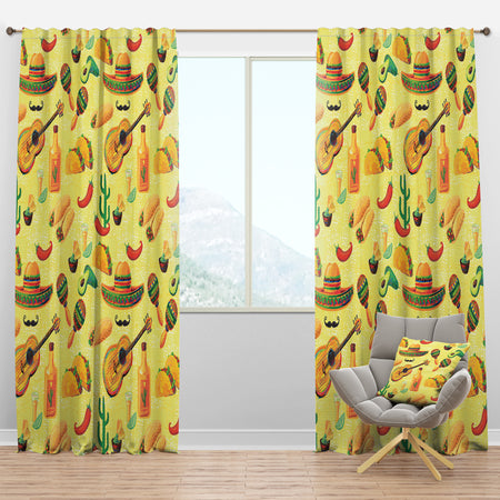 Mexican Music Pattern - Tropical Curtain Panels