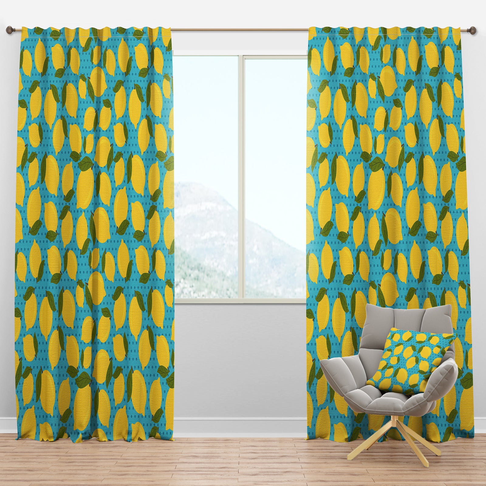 Lemon Pattern - Tropical Curtain Panels