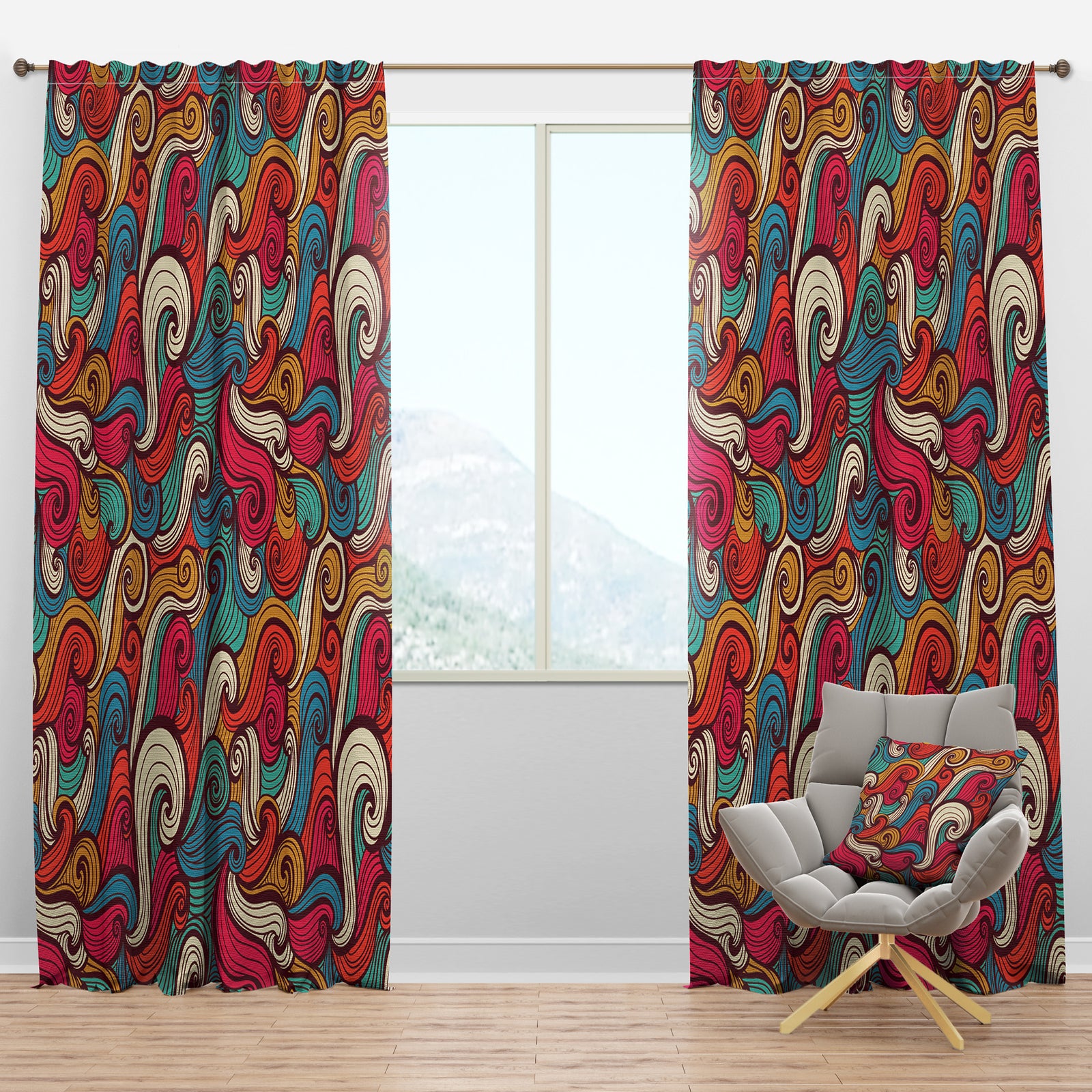 Color Waves Pattern - Nautical & Coastal Curtain Panels