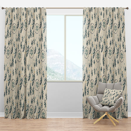 Pattern with Indian-American Dream Catcher - Southwestern Curtain Panels