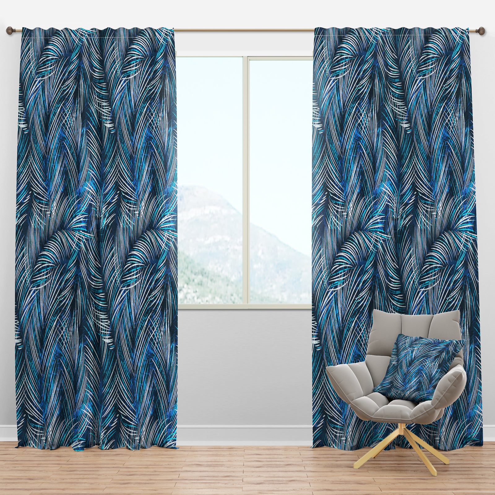 Tropical Palm Leaves - tropical Curtain Panels