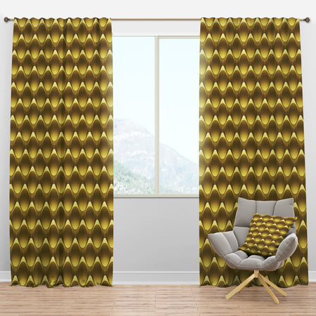 Gold Metal Circles 3D Pattern - Glam Curtain Panels
