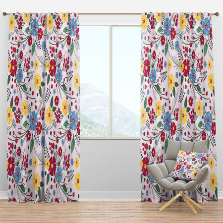Multicolor Floral Pattern - Modern Curtain Panels