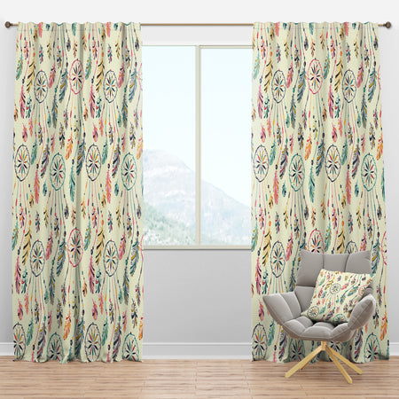 Pattern with Native Indian-American Dream Catcher - Southwestern Curtain Panels