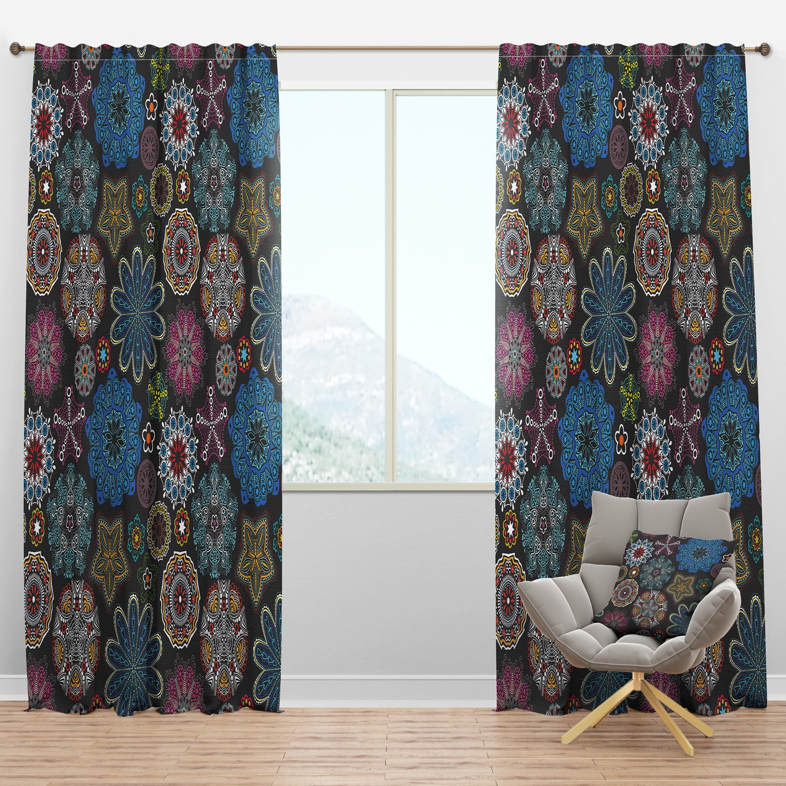 Ornate Floral Texture - Bohemian & Eclectic Curtain Panels