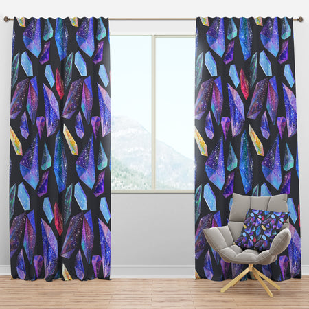 Pattern with Watercolor Crystals with Star Sky - Modern & Contemporary Curtain Panels