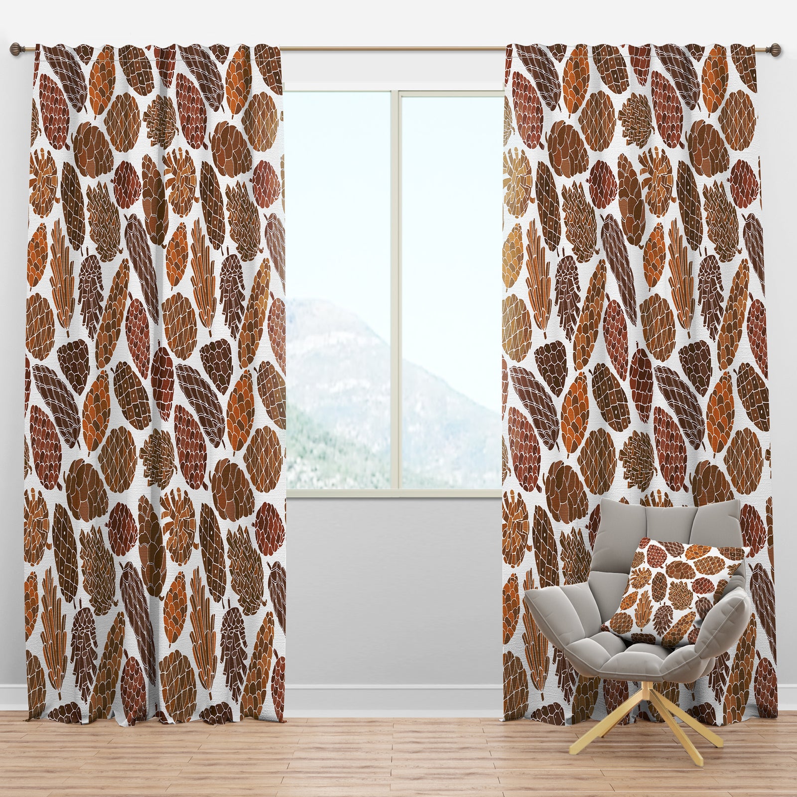 Pine Cones Pattern - Modern & Contemporary Curtain Panels