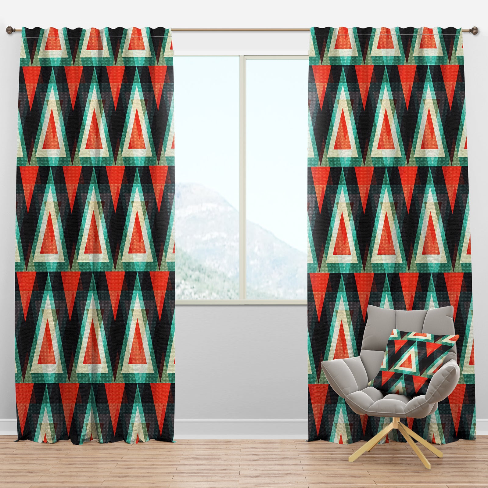 Colored Polygons - Bohemian & Eclectic Curtain Panels