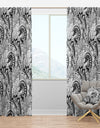 Monochrome Abstract Floral Pattern - Bohemian & Eclectic Curtain Panels