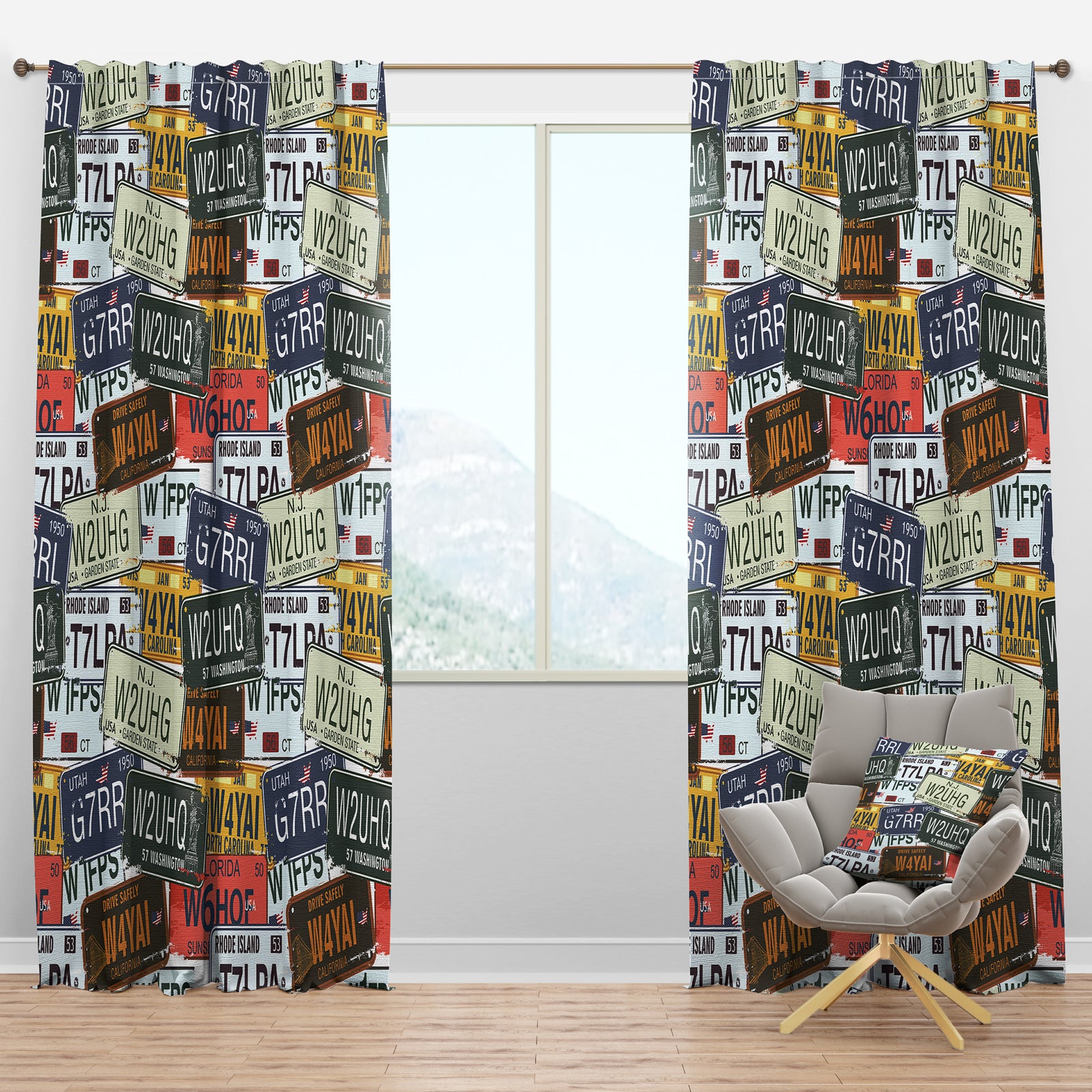 Us California Licence Plates - Modern & Contemporary Curtain Panels