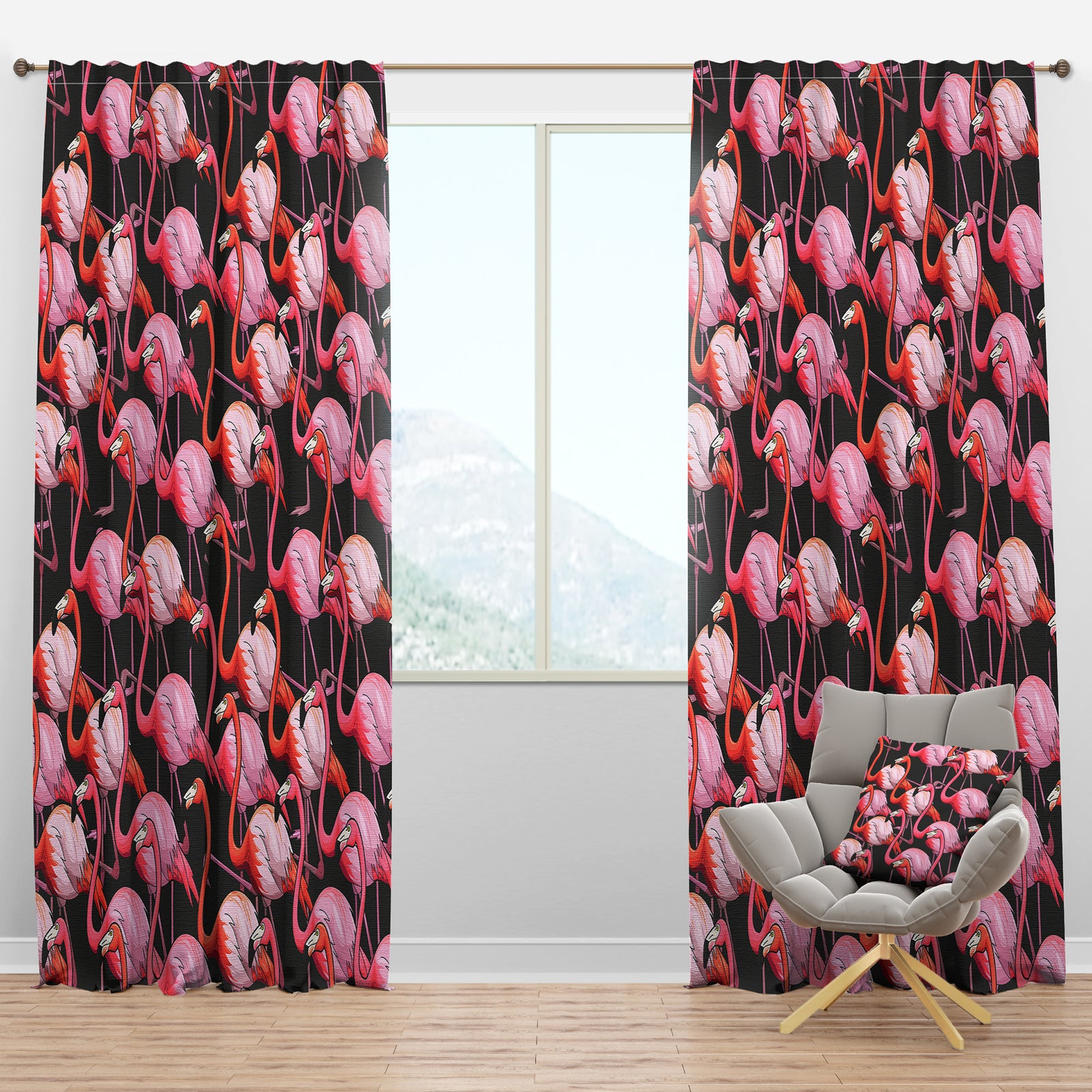 Colorful Flamingo - Tropical Curtain Panels