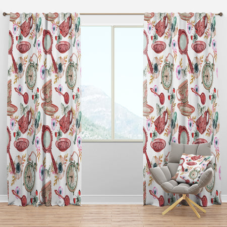 Watercolor Tea Pattern - Modern Curtain Panels